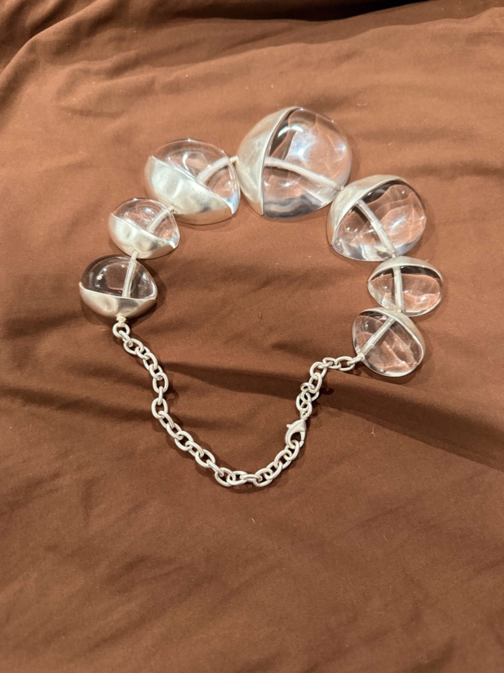 Clear Bubble Link Necklace - Silver Accents